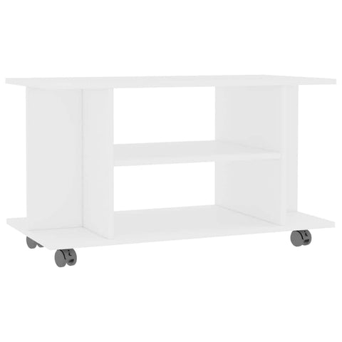 TV Cabinet with Castors  White Chipboard