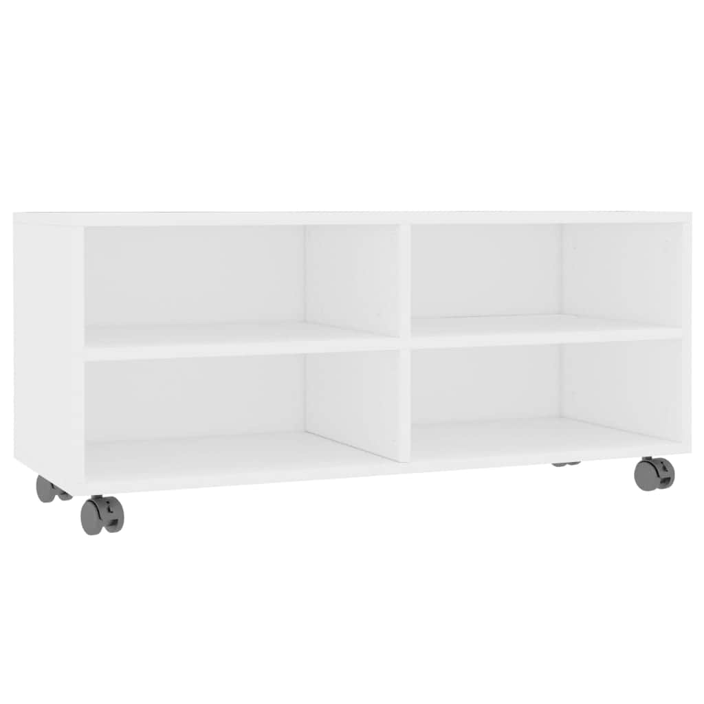 TV Cabinet with Castors White Chipboard