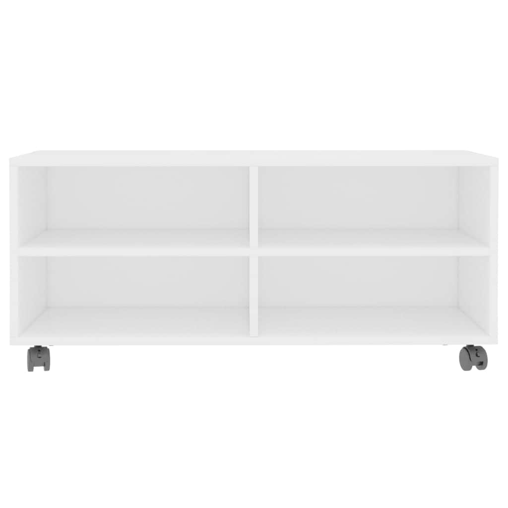 TV Cabinet with Castors White Chipboard