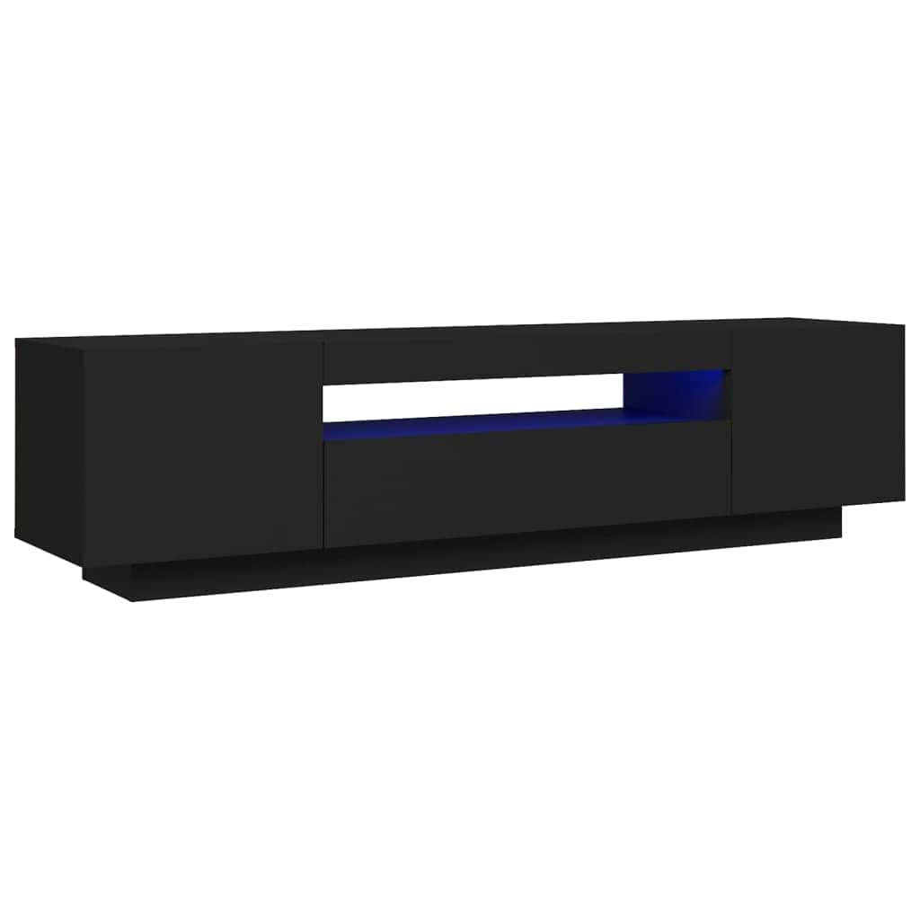 TV Cabinet with LED Lights Black