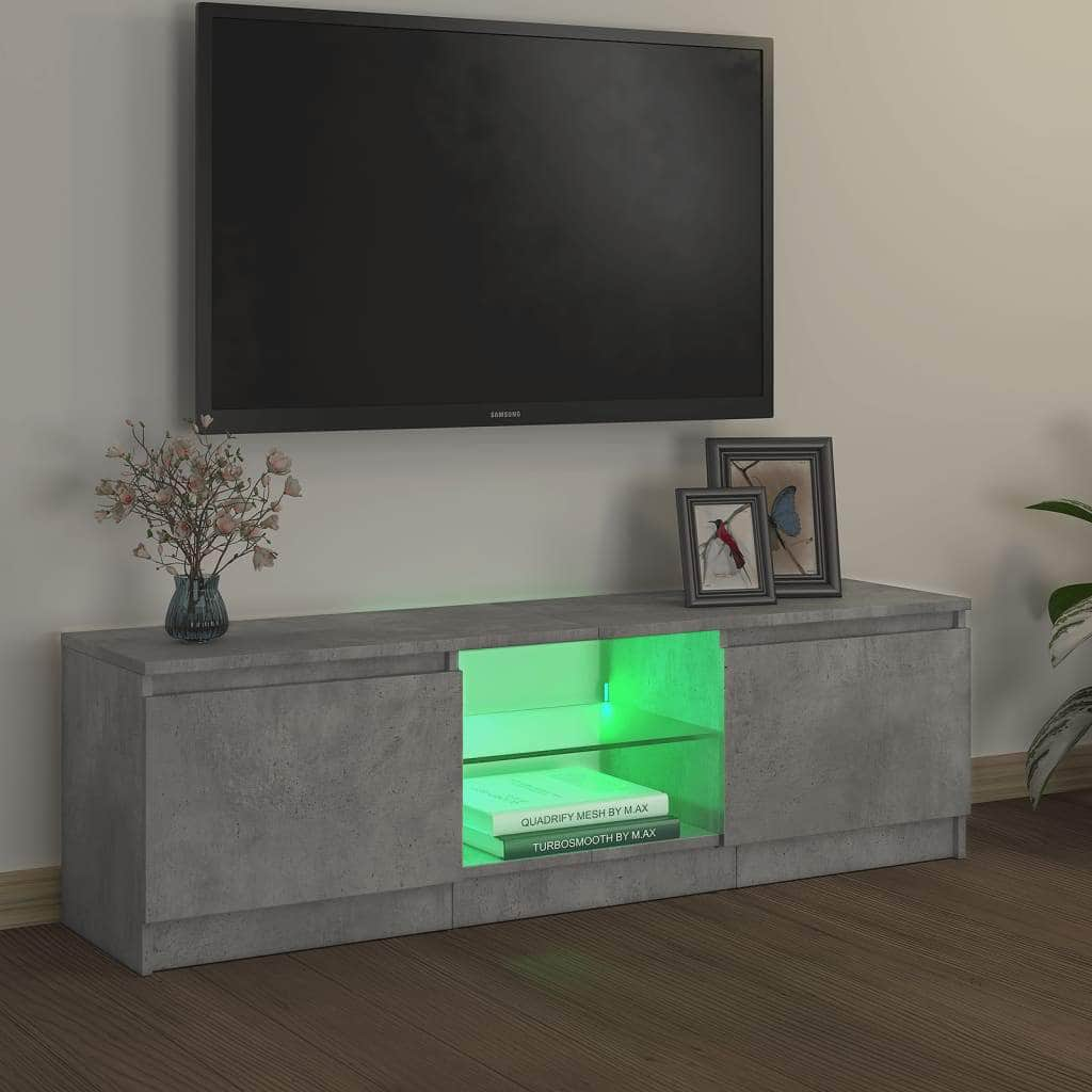 TV Cabinet with LED Lights Concrete Grey