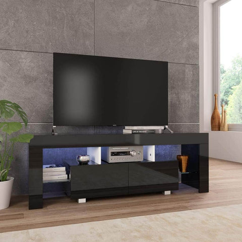 TV Cabinet with LED Lights High Gloss Black