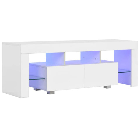 TV Cabinet with LED Lights High Gloss White