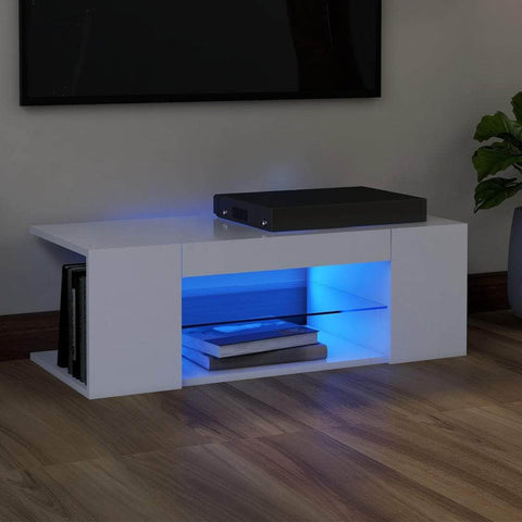 TV Cabinet with LED Lights White