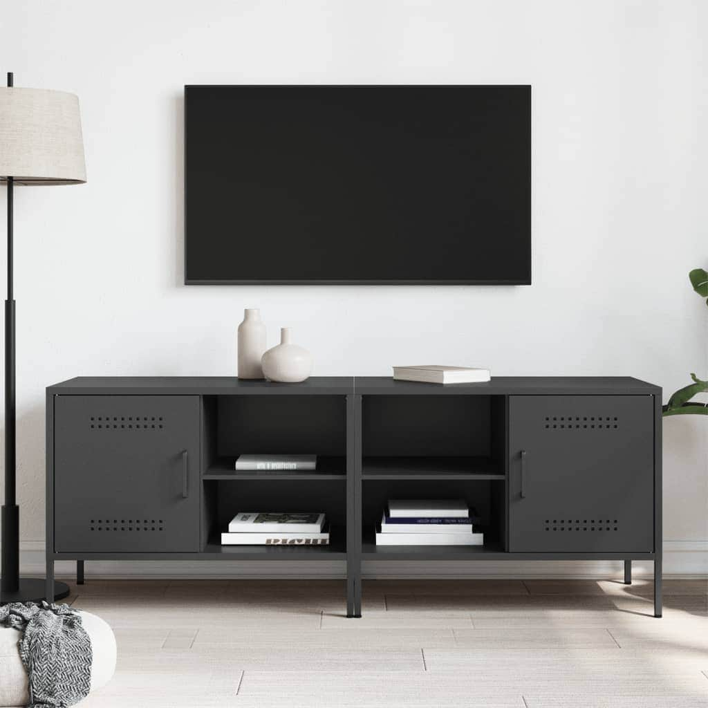 TV Cabinets 2 pcs Black Steel