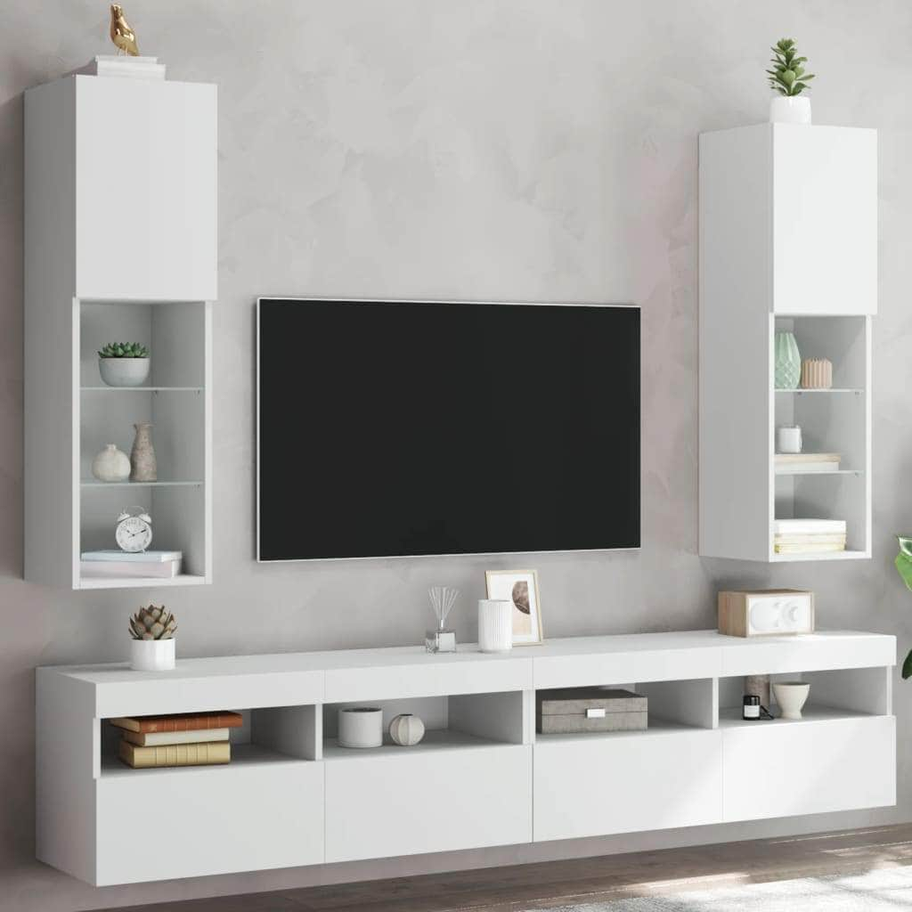 TV Cabinets with LED Lights 2 pcs White