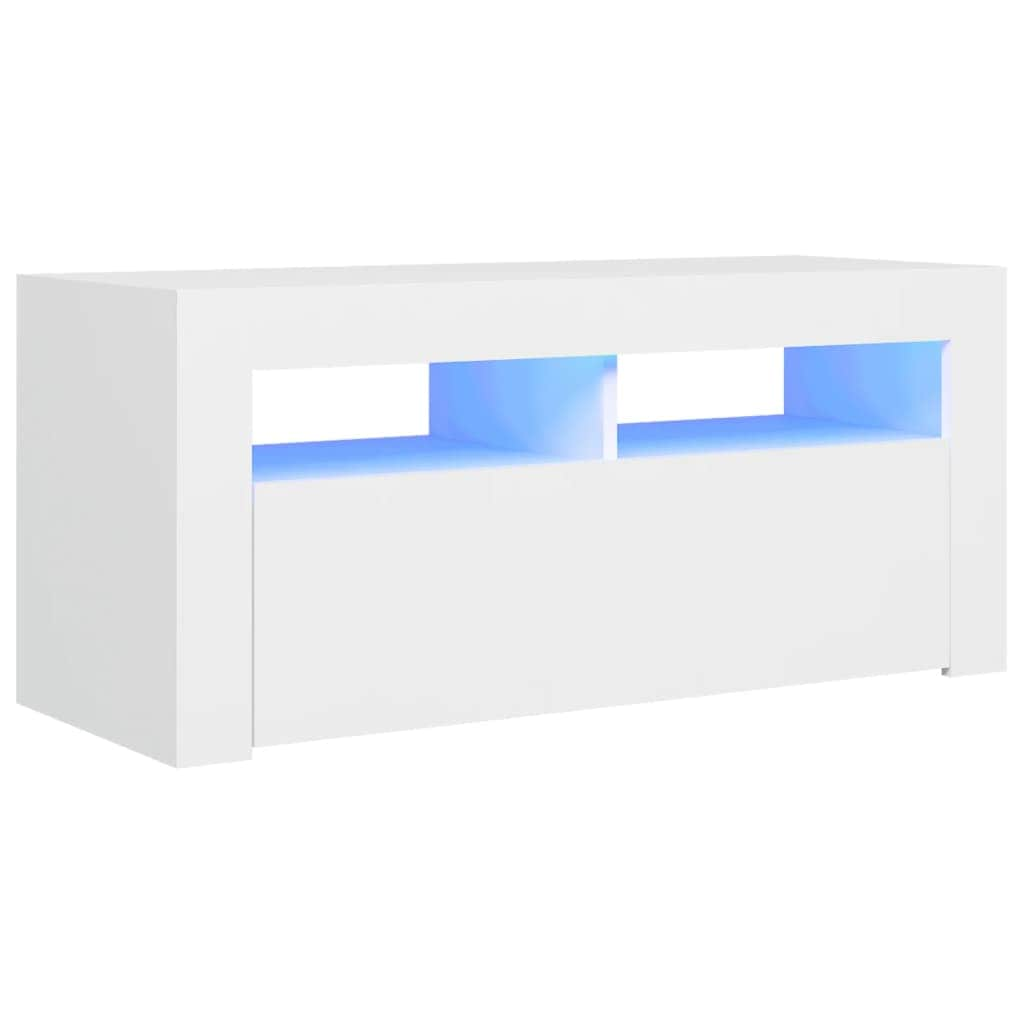 TV Mount Unit with LED Lights White