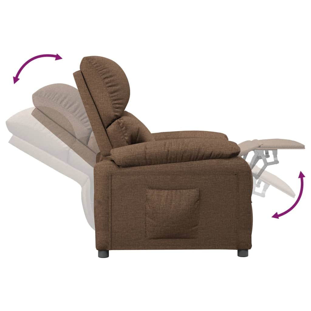 TV Recliner Brown Fabric