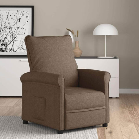 TV Recliner Chair Brown Fabric