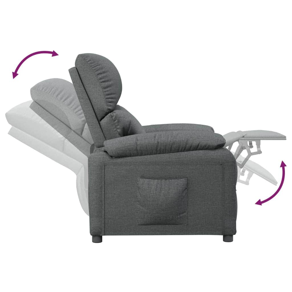 TV Recliner Dark Grey Fabric