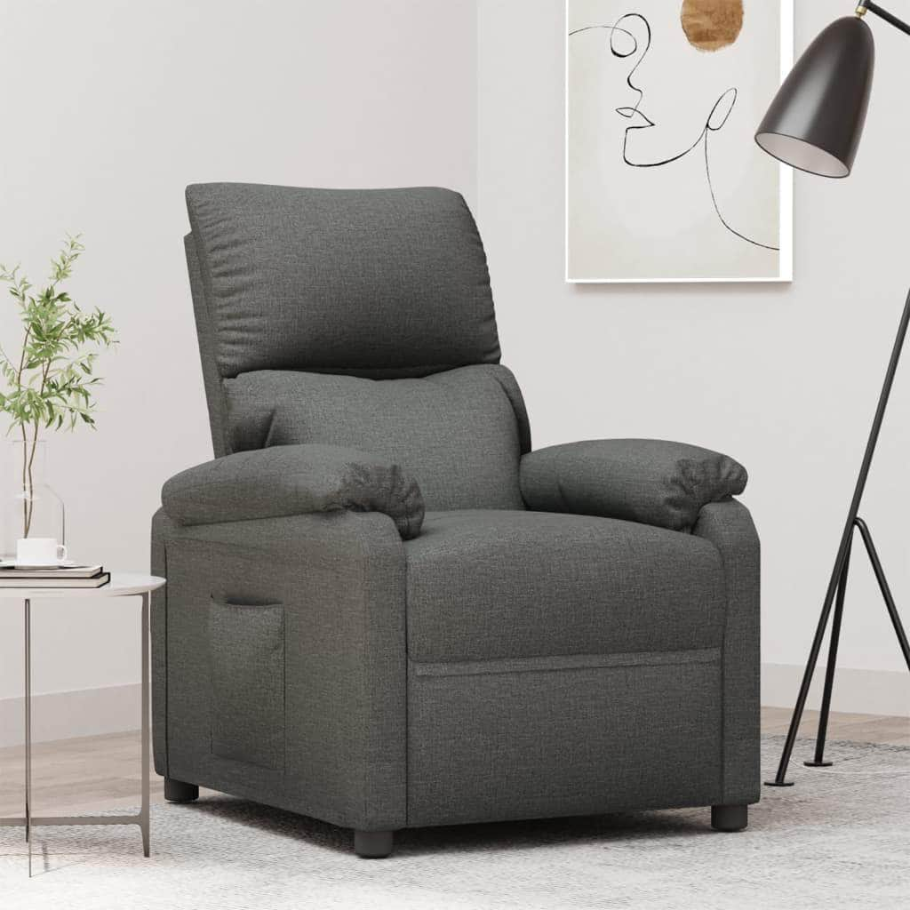 TV Recliner Dark Grey Fabric