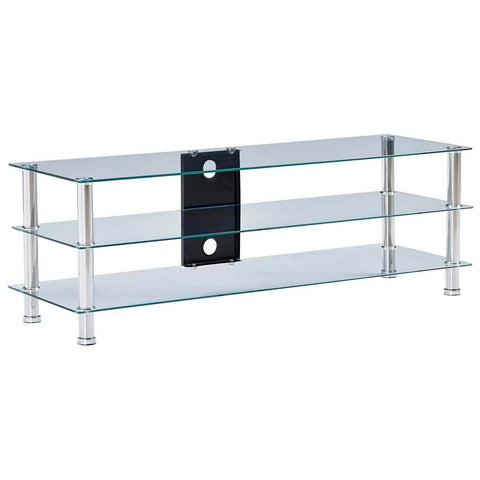 TV Stand 2 Shelves Transparent Tempered Glass