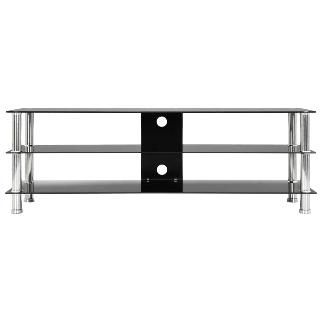 TV Stand Black Tempered Glass