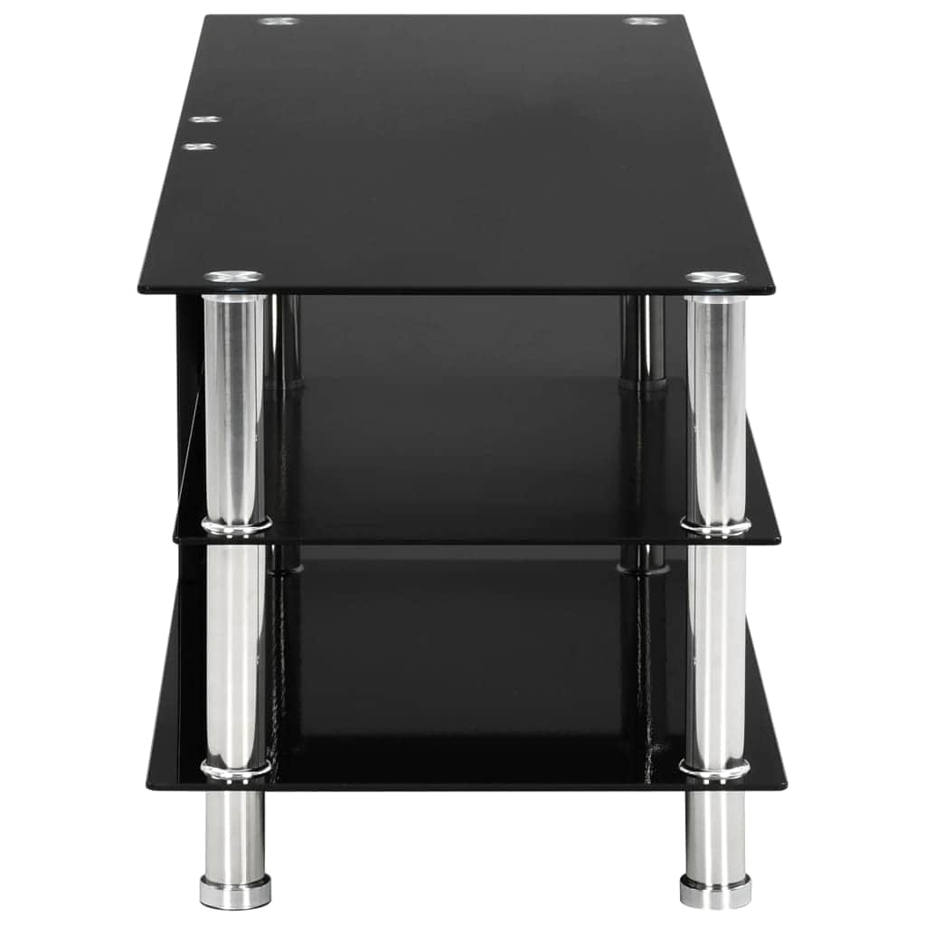 TV Stand Black Tempered Glass