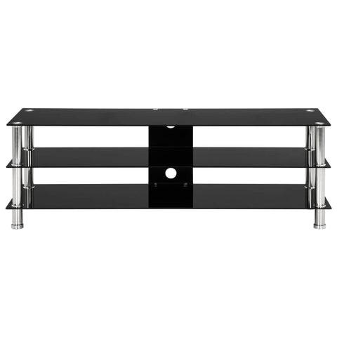 TV Stand Black Tempered Glass