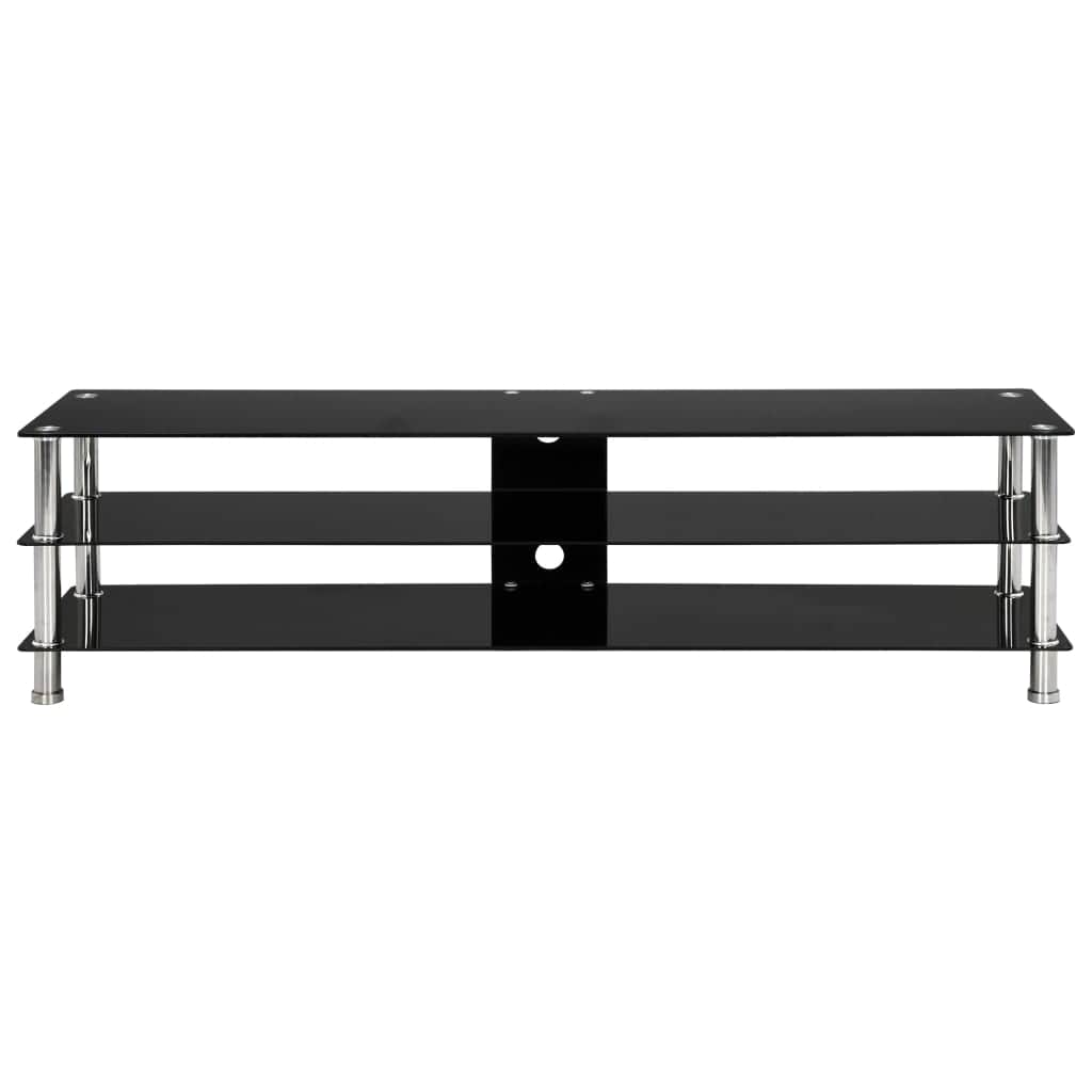 TV Stand Tempered Glass Black