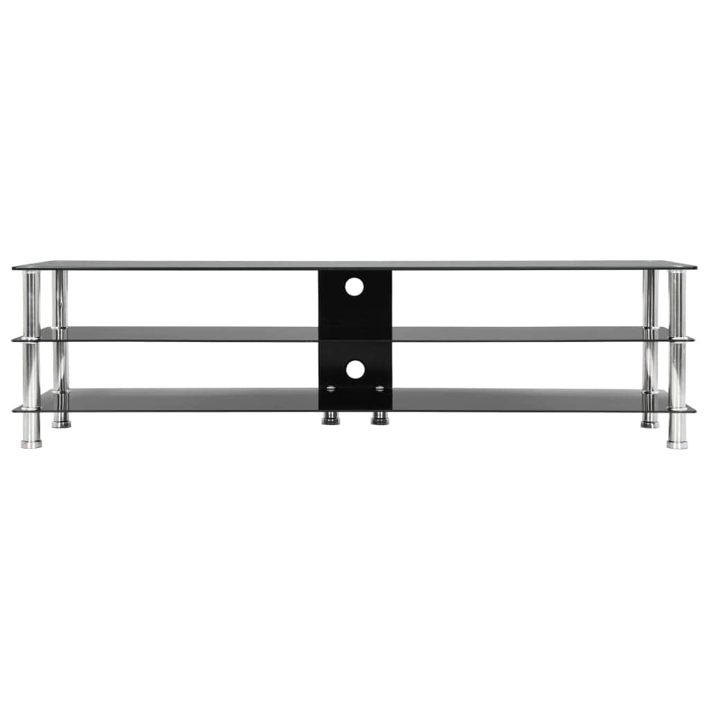 TV Stand Tempered Glass Black