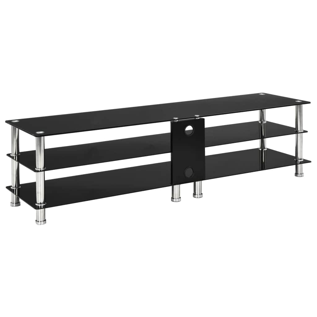 TV Stand Tempered Glass Black