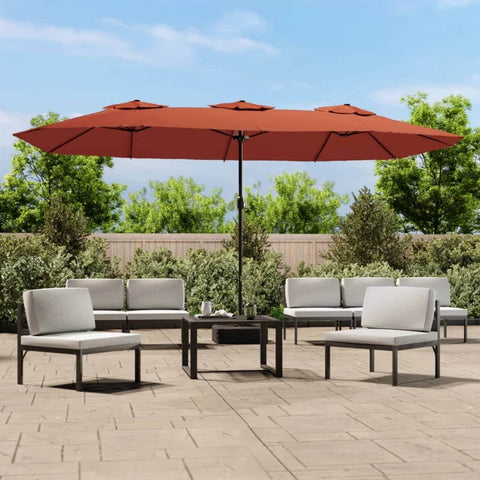 Twin Canopy Elegance: Terracotta Double-Head Parasol for Outdoor Comfort Shade