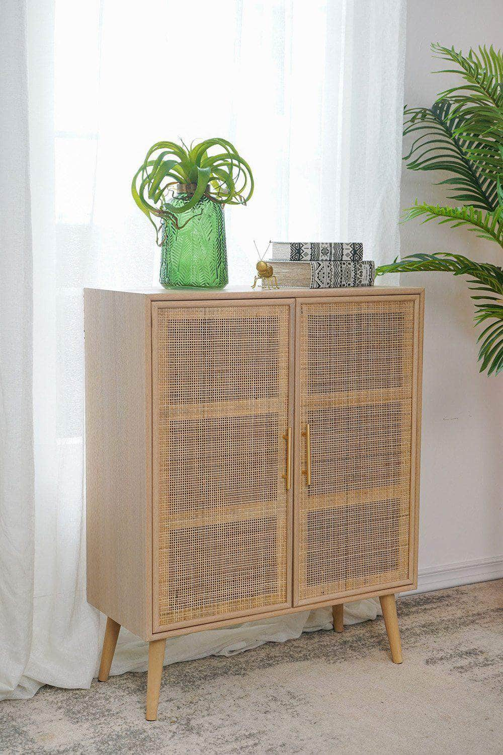 Two Door Rattan Cabinet