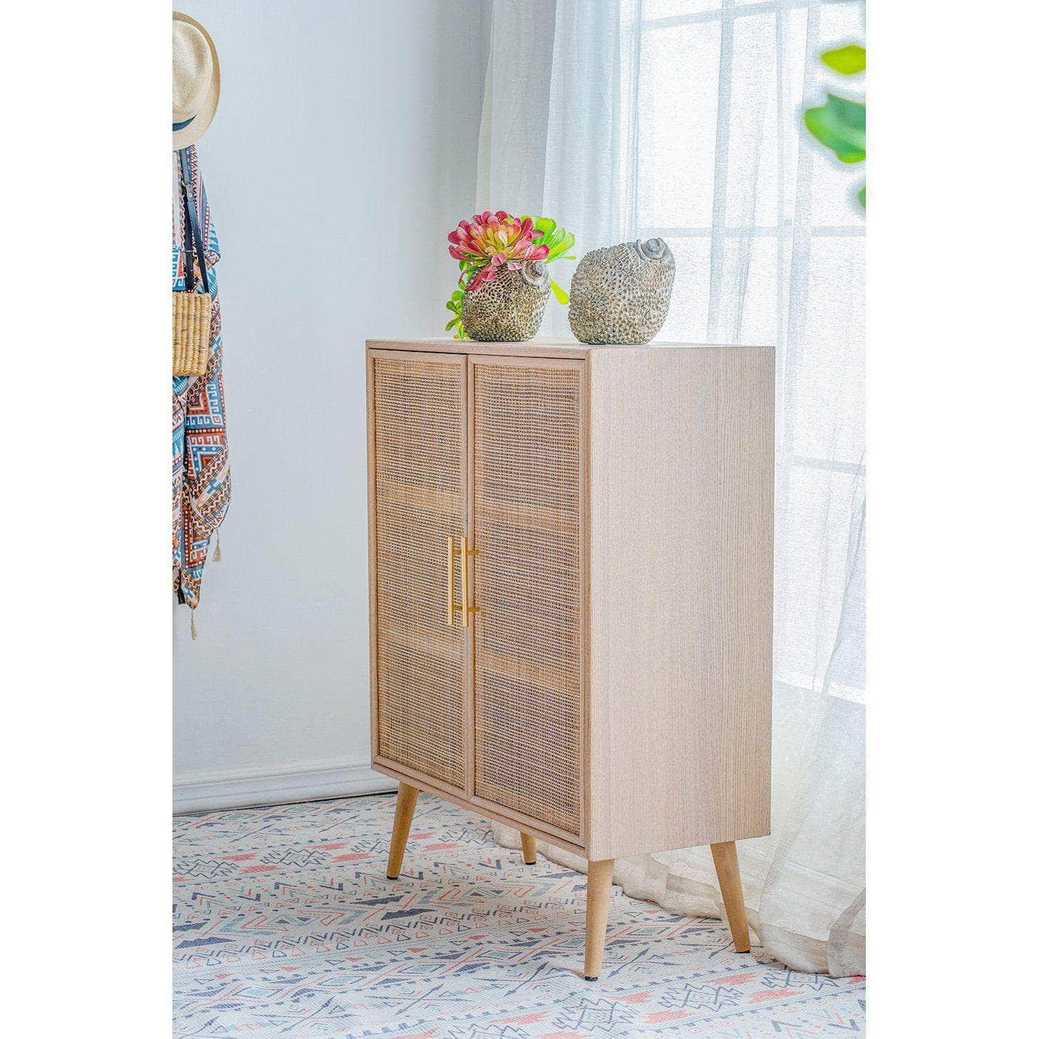 Two Door Rattan Cabinet