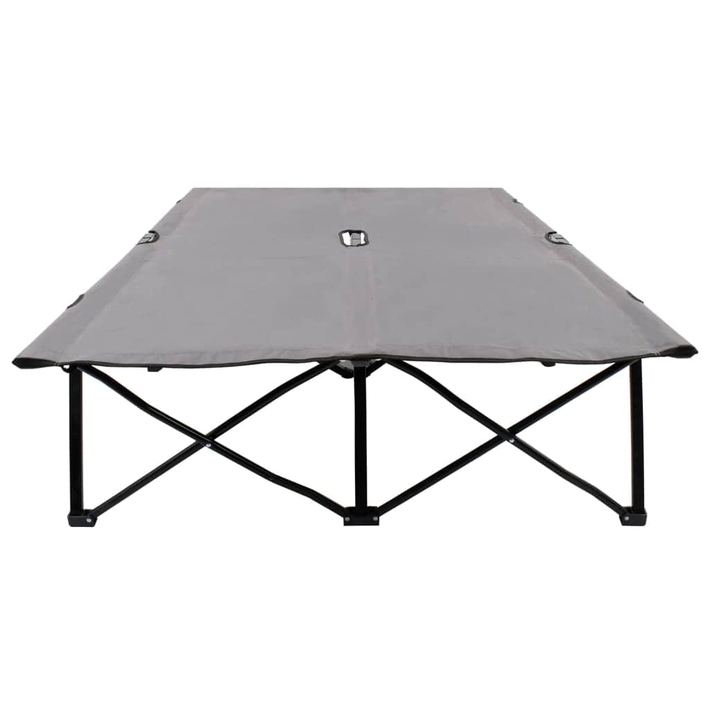 Two Person Folding Camping Cot Grey Steel