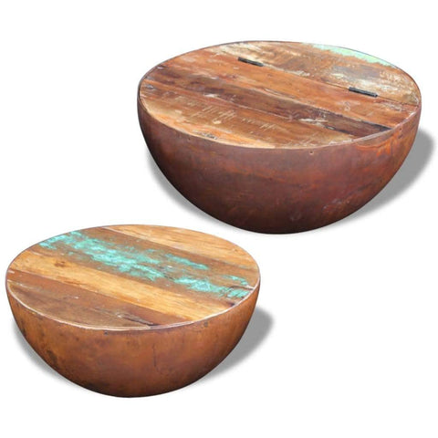 Two Piece Bowl Shaped Coffee Table Set Solid Reclaimed Wood