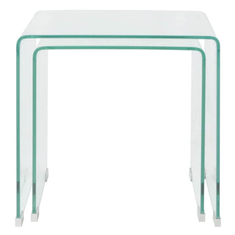 Two Piece Nesting Table Set Tempered Glass