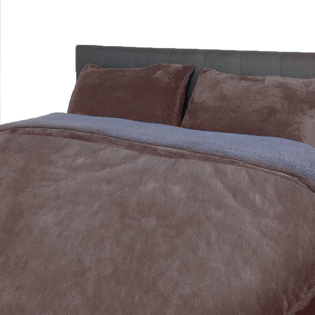 Two-sided Bed Quilt Cover Flannel Bedding Taupe Double