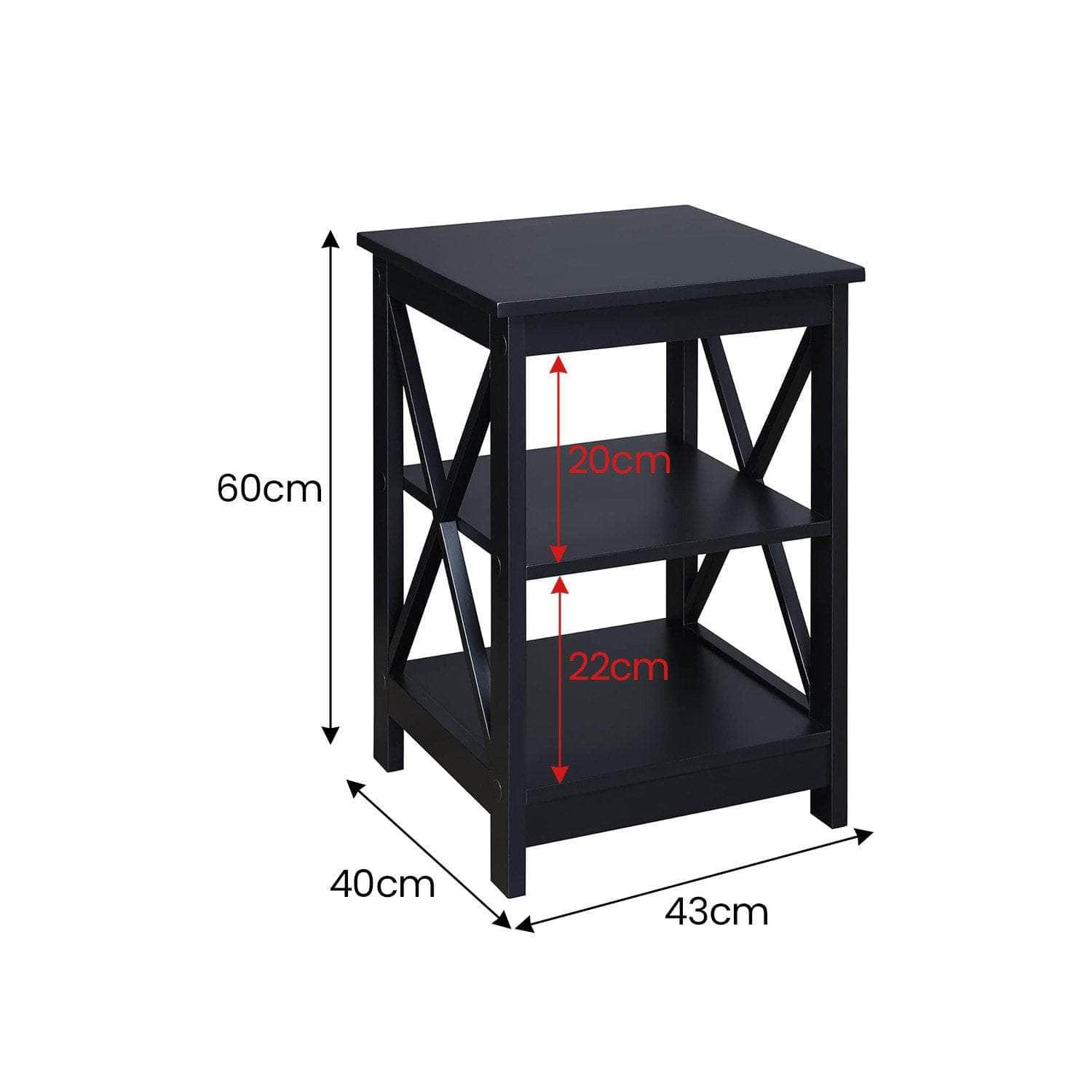 Two Tier Bedside Table Black