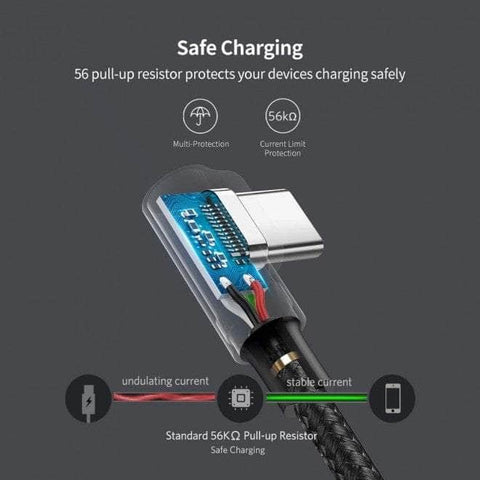 Usb-C To Angled Usb2.0-C Round Cable, 1M Gray Black