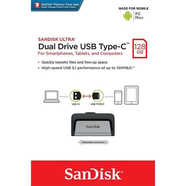 Ultra 128Gb Sdddc2-128G Dual Usb Drive Type-C 3.1