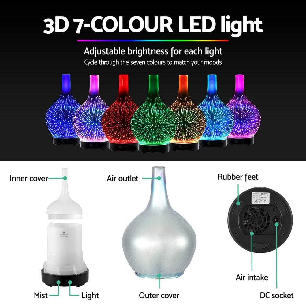 Ultrasonic Aroma Aromatherapy Diffuser 3D Light Oil Firework Humidifier