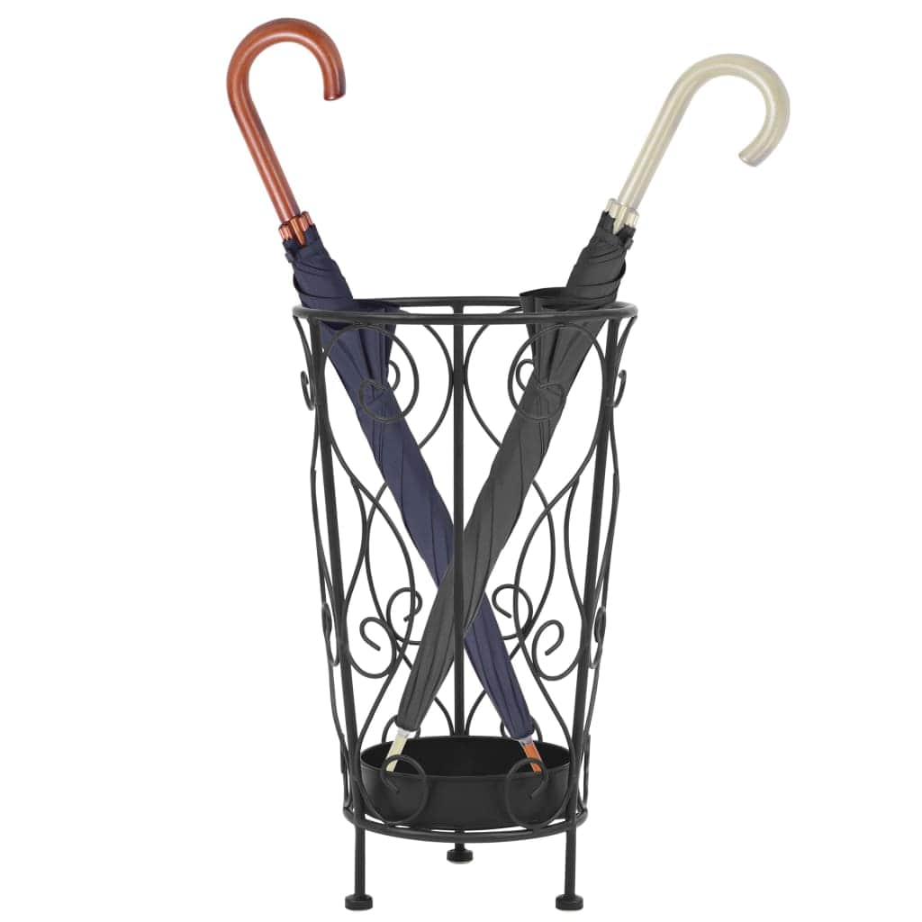 Umbrella Stand Vintage Style Metal Black