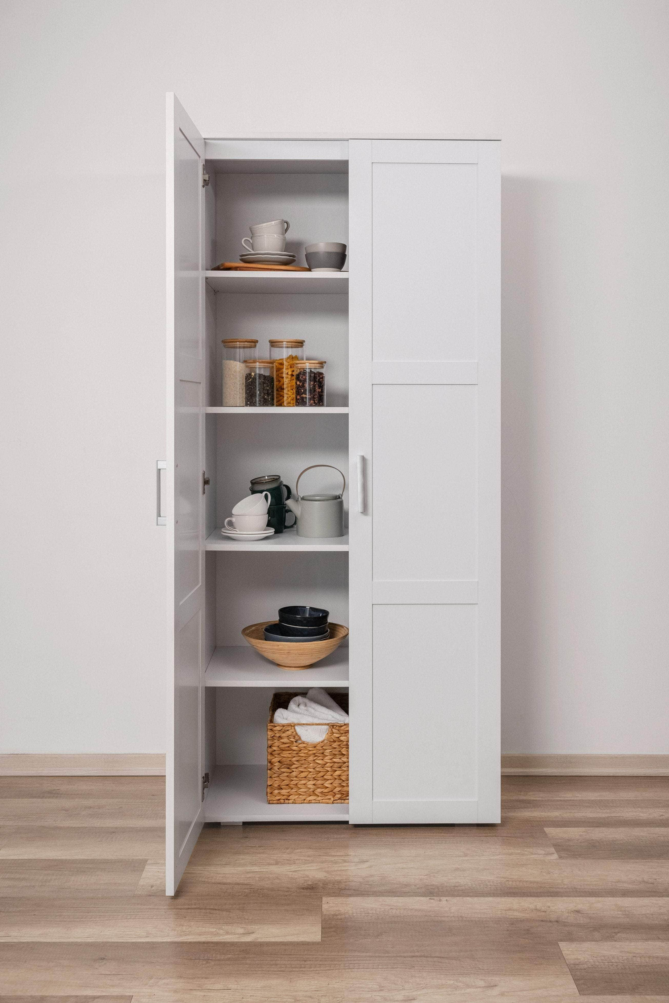 Universal Storage Cupboard - Hamptons/Deco,Hex Black,Gold Handle