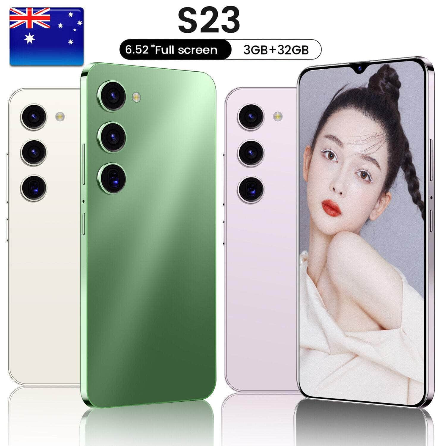 Unlocked Dual-Sim Mobile 3GB+32GB Smartphone 3000Mah AU S23 4G Ultrathin Phone