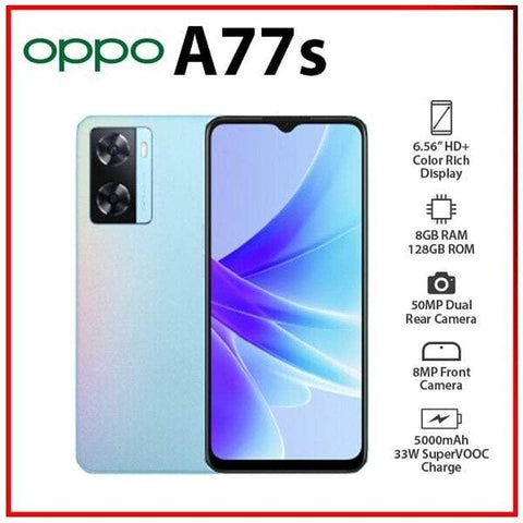 (Unlocked) OPPO A77S 8+128GB GLOBAL Ver. BLUE Dual SIM AU Android Mobile Phone