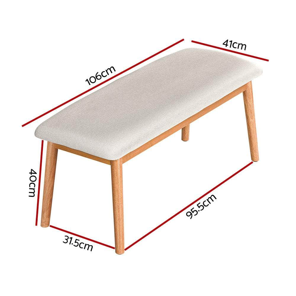 Upholstered Dining Bench - Oak Seat Cushion Furniture (106cm)