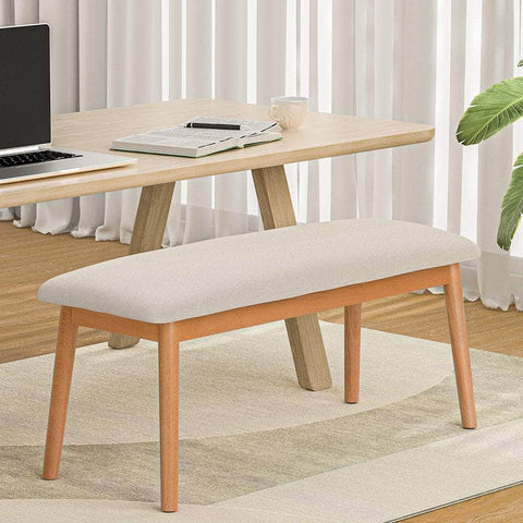 Upholstered Dining Bench - Oak Seat Cushion Furniture (106cm)