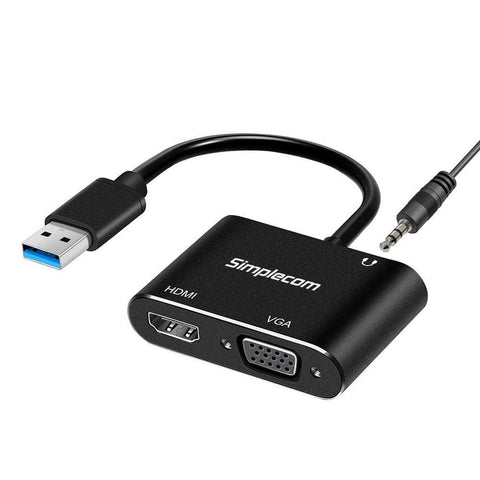 Usb To Hdmi + Vga Video Card Adapter With 3.5Mm Audio