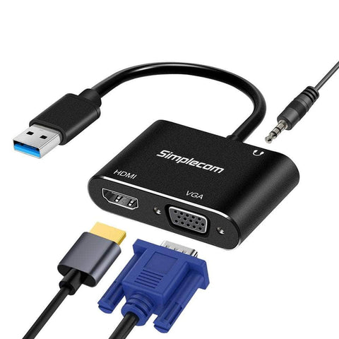 Usb To Hdmi + Vga Video Card Adapter With 3.5Mm Audio