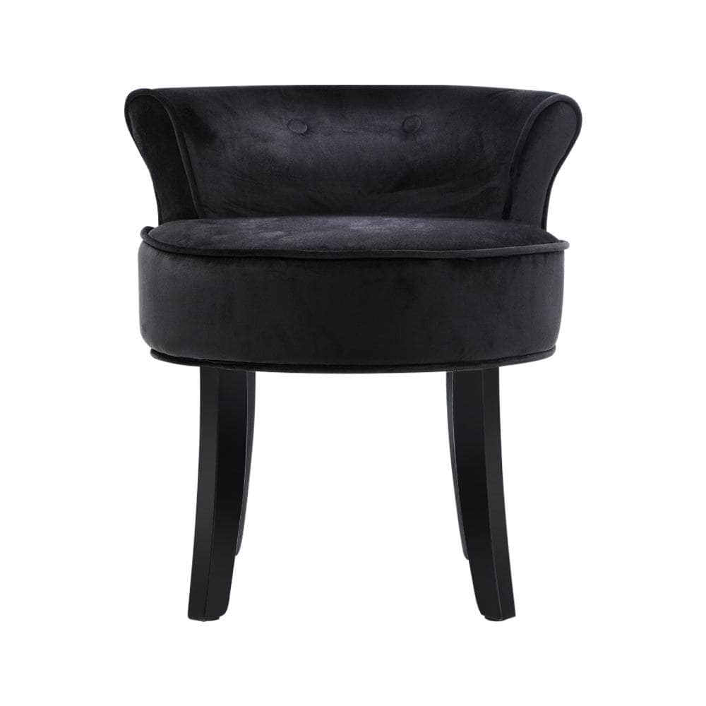 Vanity Stool Velvet Black Abella