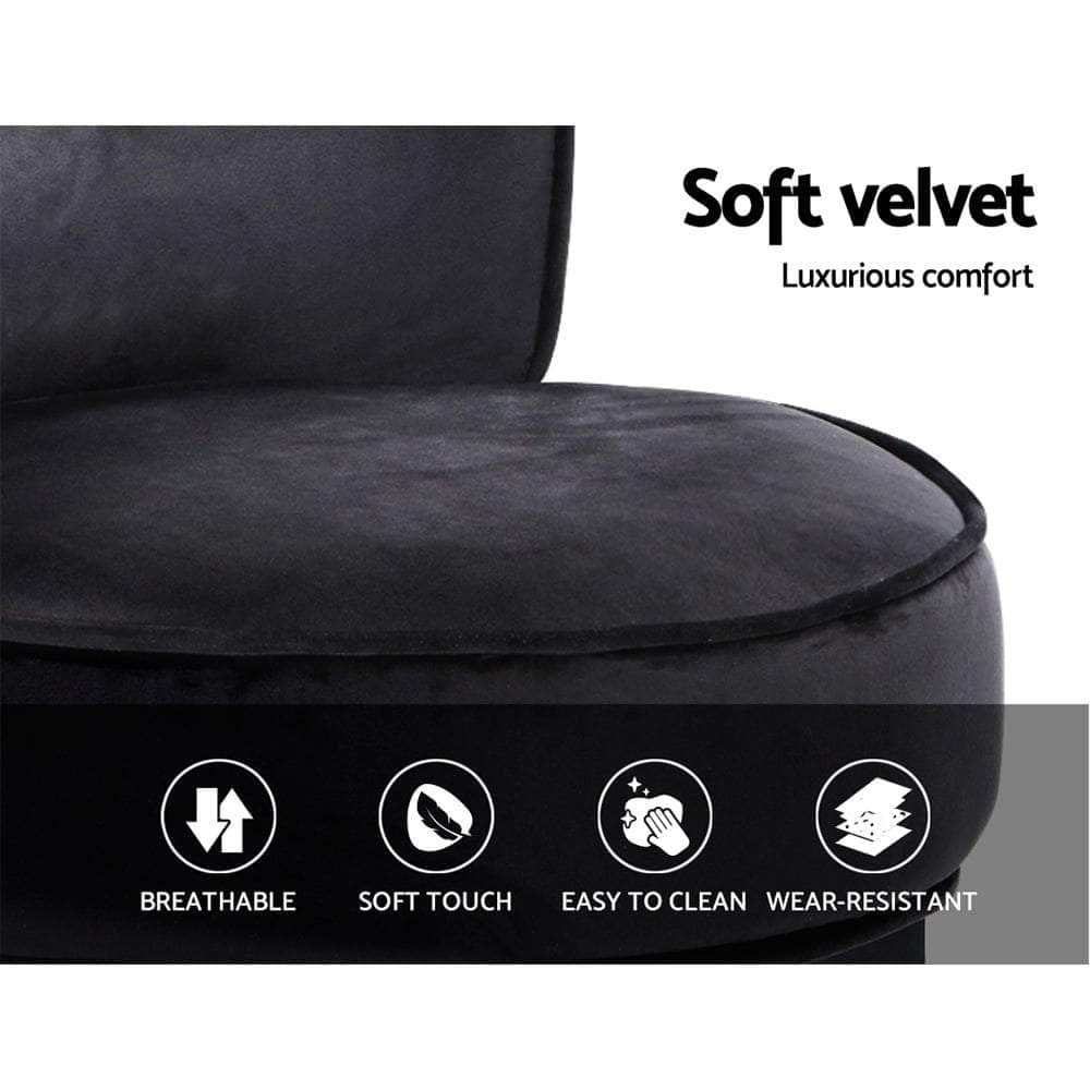 Vanity Stool Velvet Black Abella