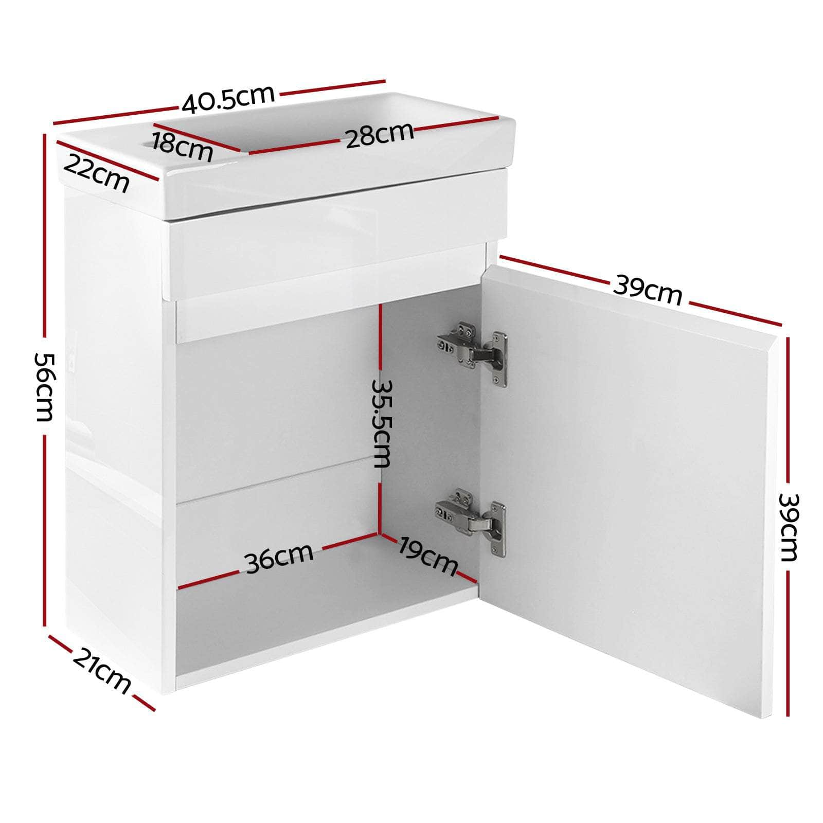 Vanity Unit 400mm with Basin White