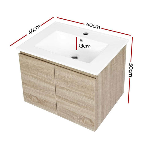 Vanity Unit 600mm with Basin Oak