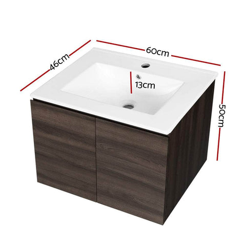 Vanity Unit 600mm with Basin Walnut