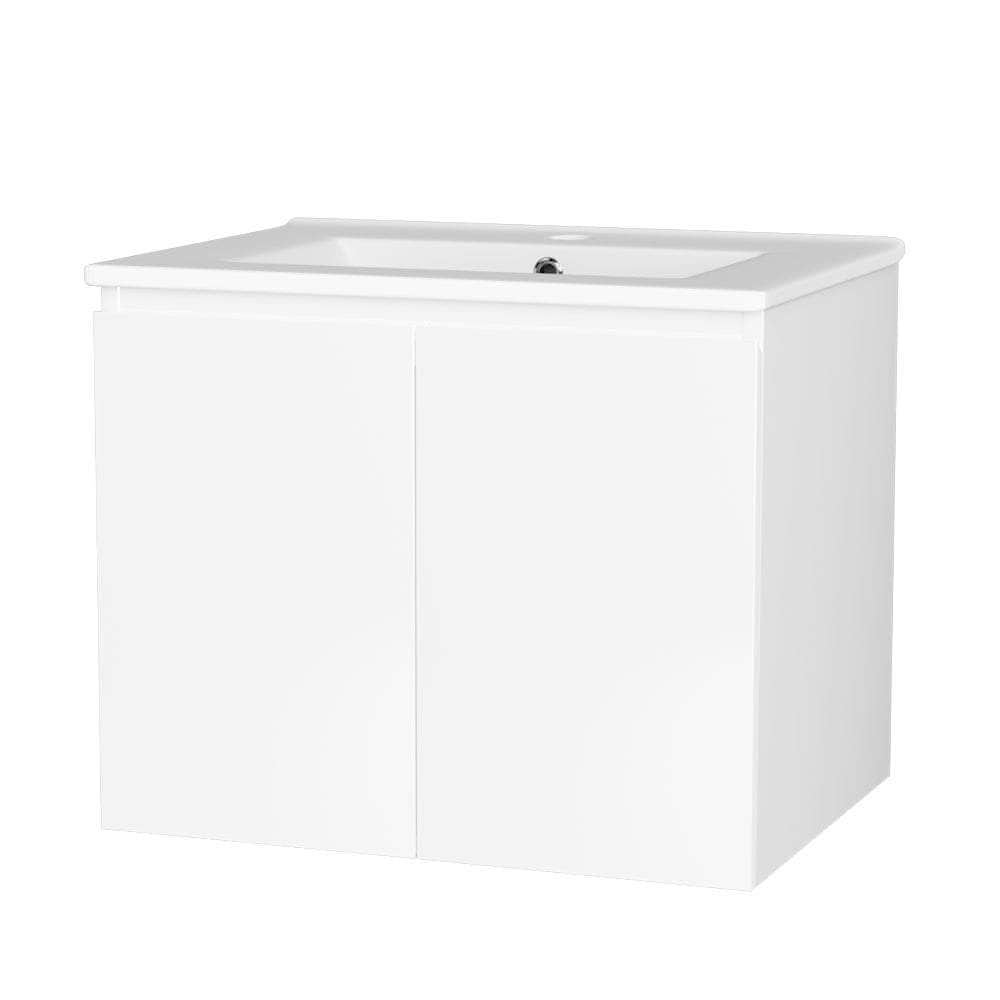 Vanity Unit Ceramic Basin Cabinet Storage Bathroom Wall Mounted 600mm White