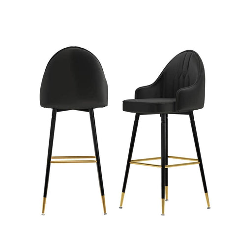 Velvet Bar Stools x 2 Swivel Black