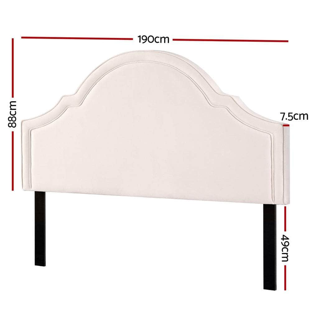 Velvet Bed Headboard Beige