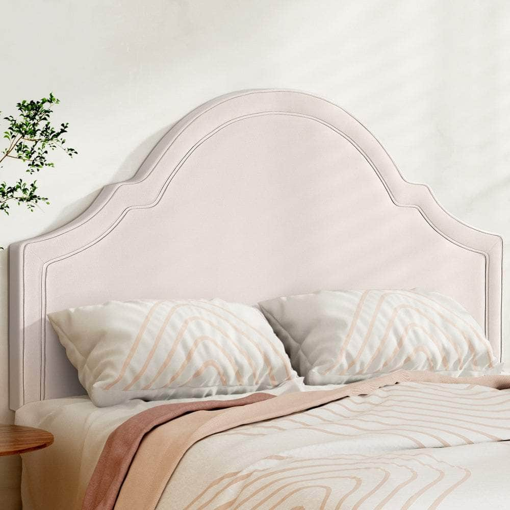 Velvet Bed Headboard Beige